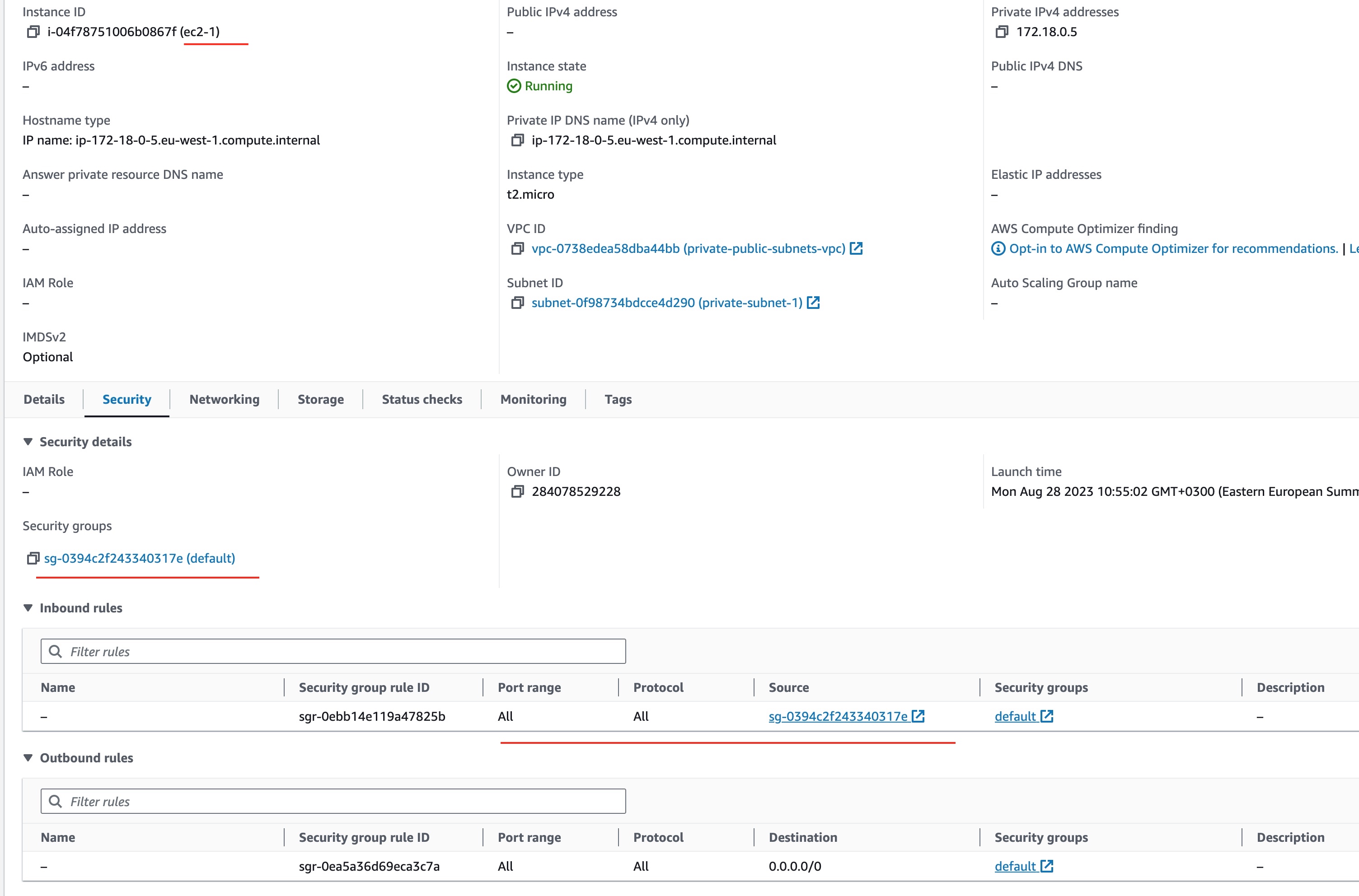 ec2-1 Machine Security Groups