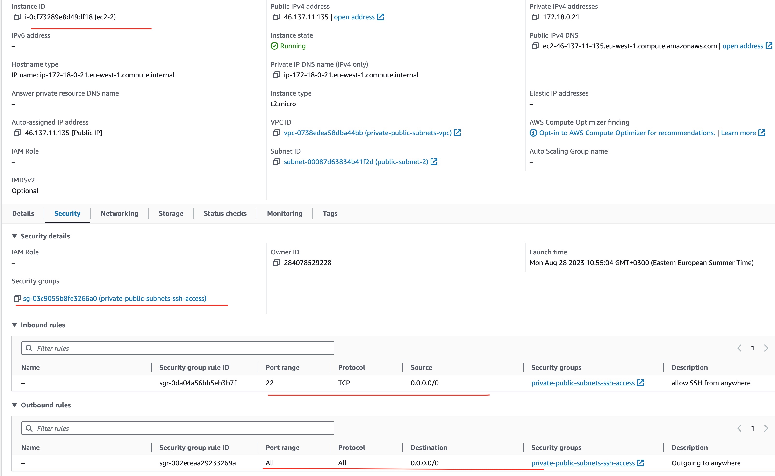 ec2-2 Machine Security Groups